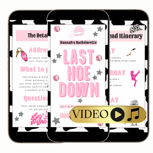 Disco Cowgirl Video Invitation | Digital Western Disco Invite | Editable Last Hoe Down
