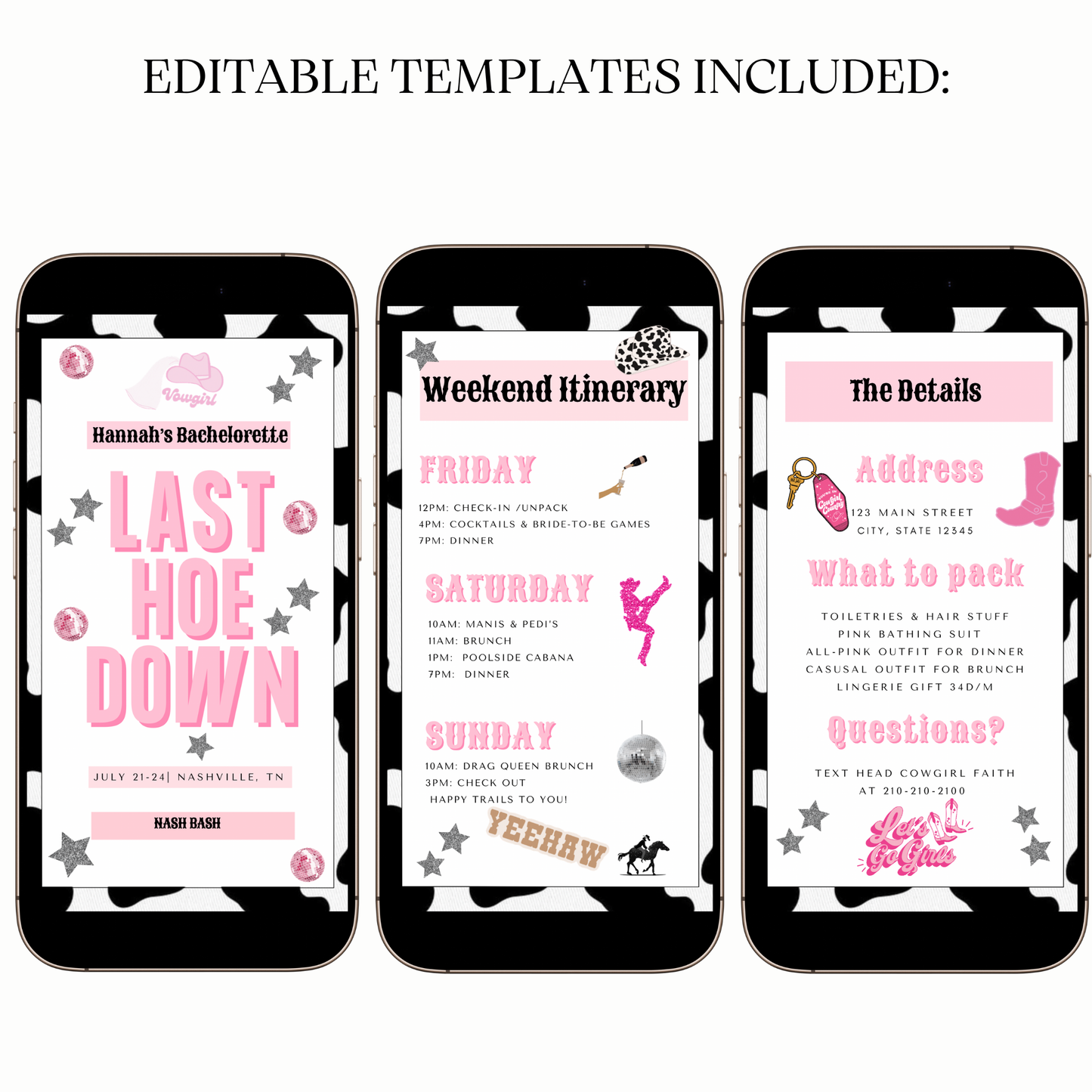 Disco Cowgirl Video Invitation | Digital Western Disco Invite | Editable Last Hoe Down