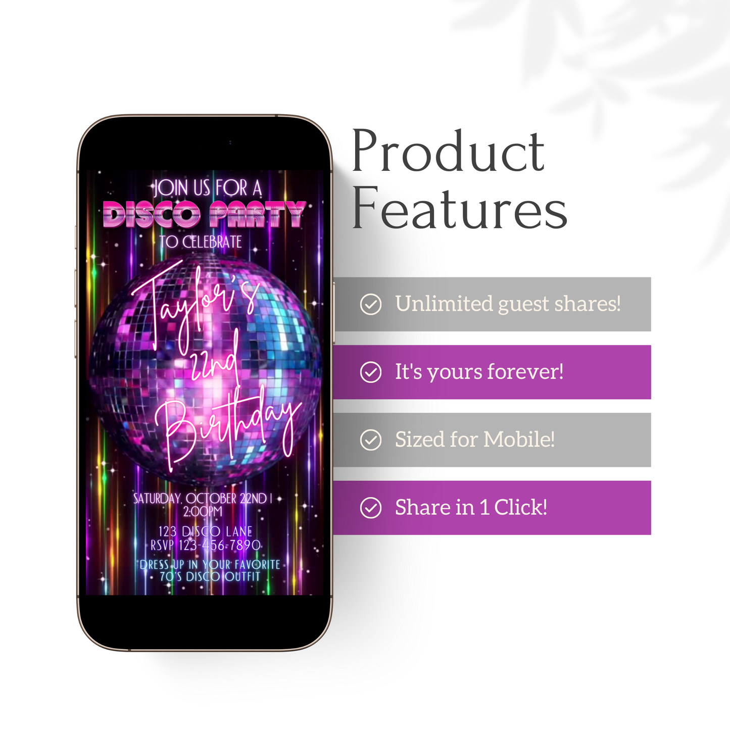 Disco Video Invitation | Retro Animated Disco Ball Mobile Evite
