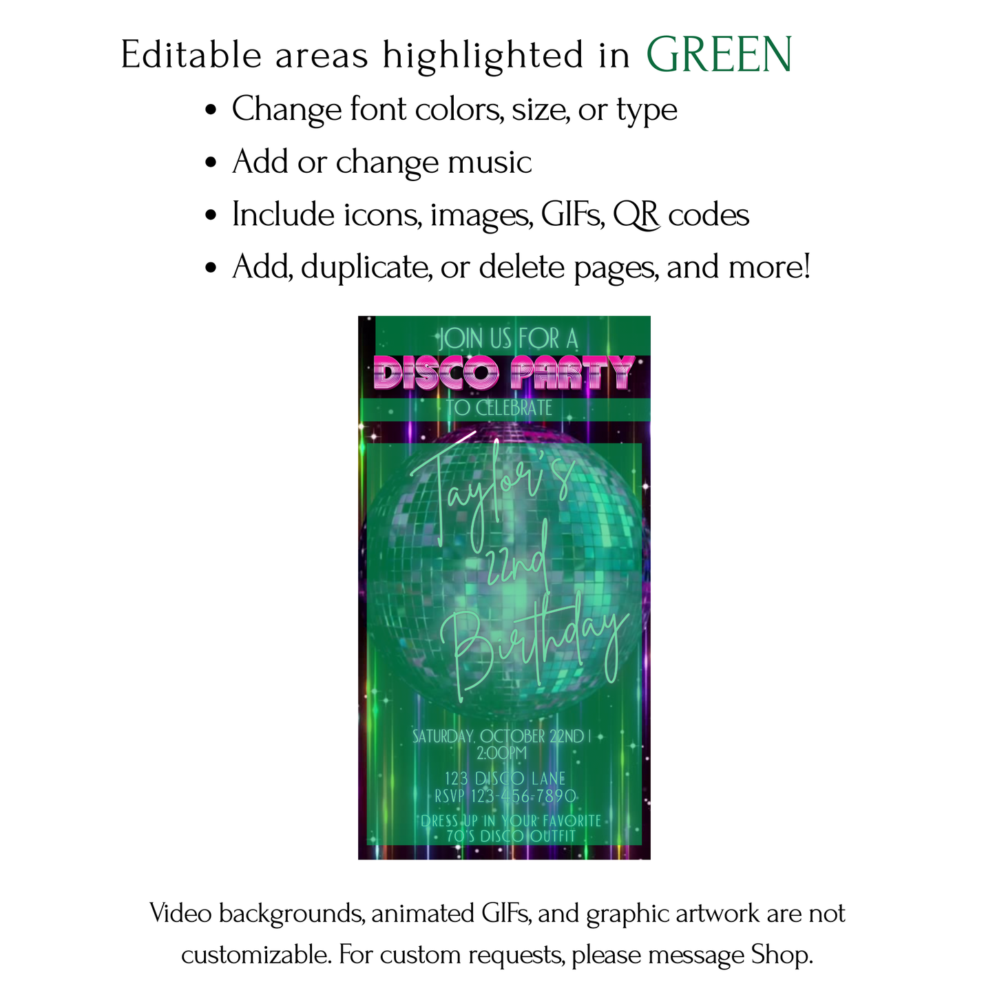 Disco Video Invitation | Retro Animated Disco Ball Mobile Evite