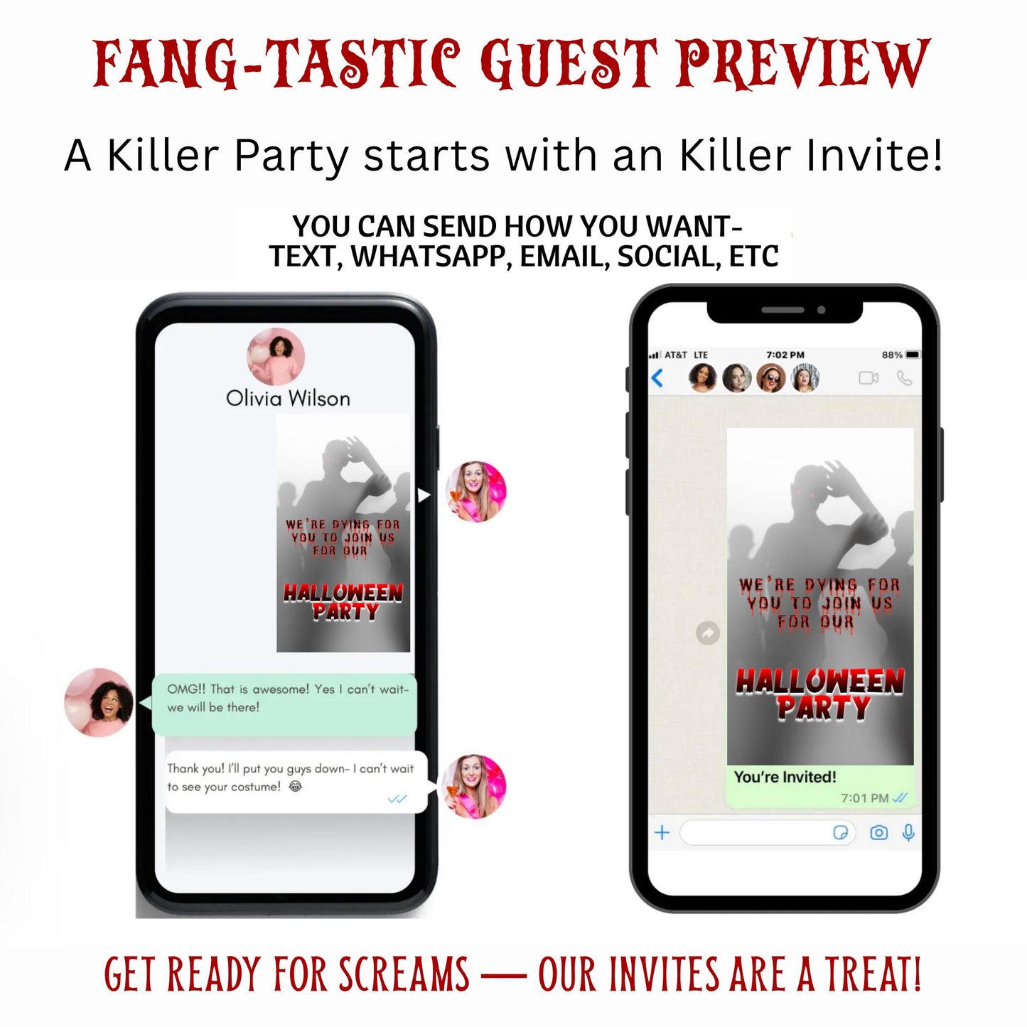 Halloween-Videoeinladung, animierte Einladung im Walking-Dead-Stil, bearbeitbare mobile Einladung zur Halloween-Party