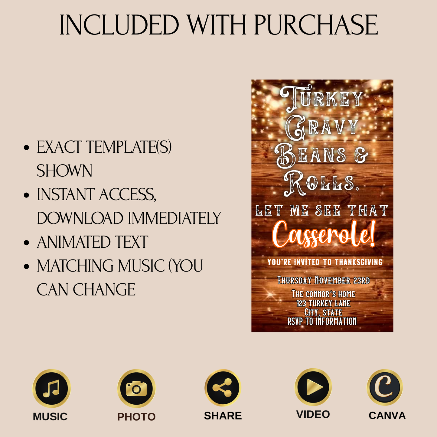 Thanksgiving Video Invitation | Let Me See That Casserole Funny Editable Invite