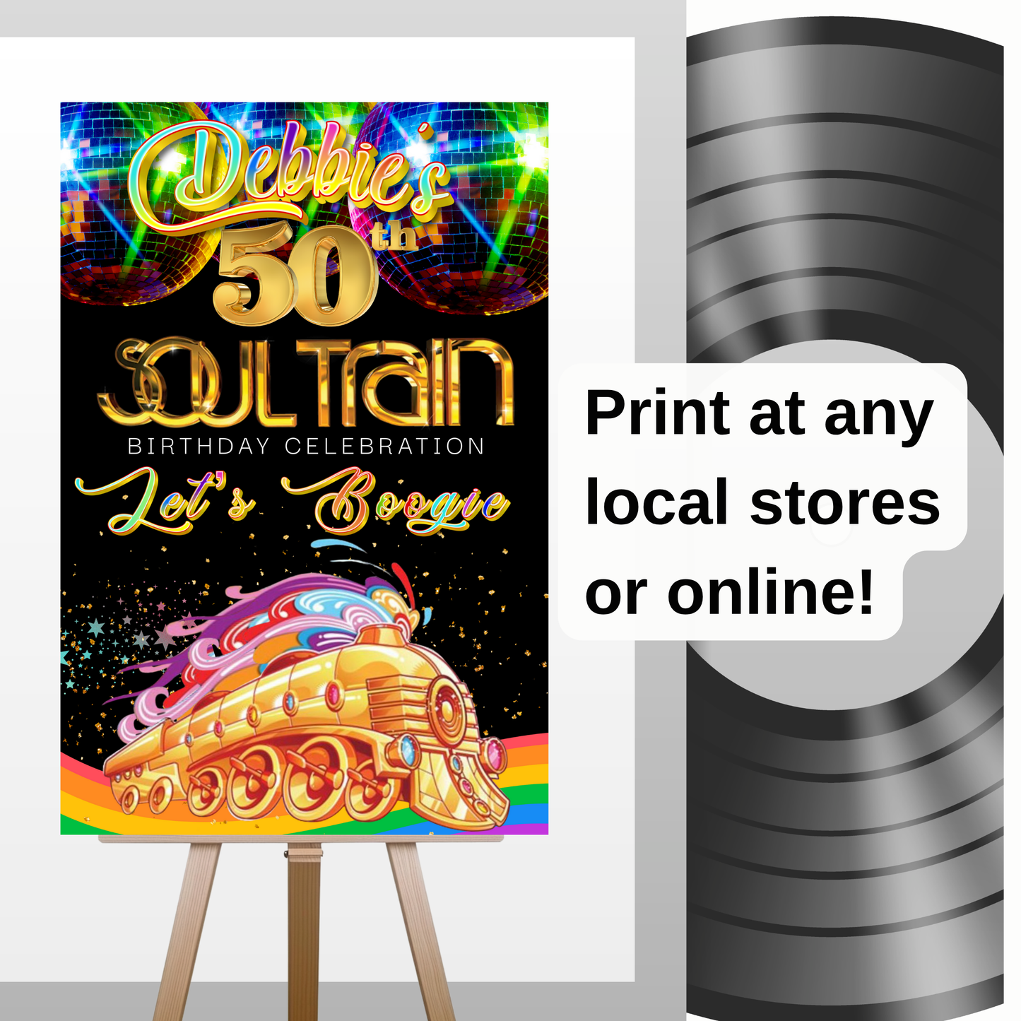Soul Train Disco Welcome Sign - Disco Ball Poster - Retro 70s Welcome Poster