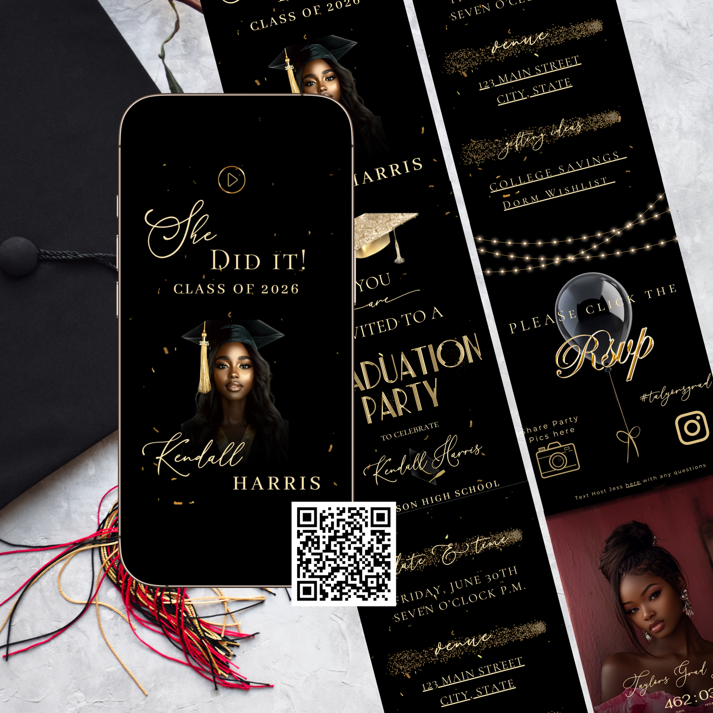 2026 Graduation Invitation Website RSVP Template with Music