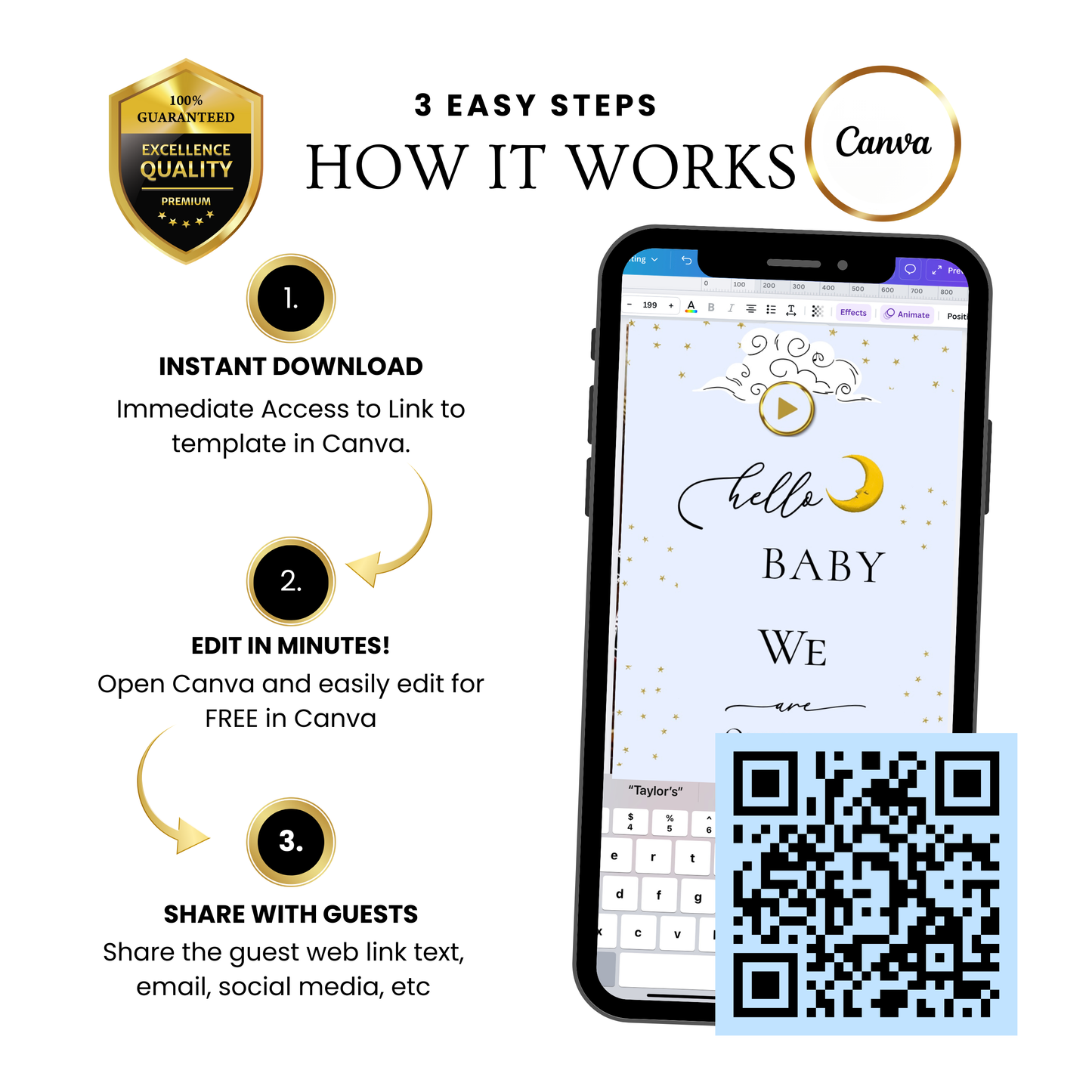 Over the Moon Baby Shower Invitation and Guest Website