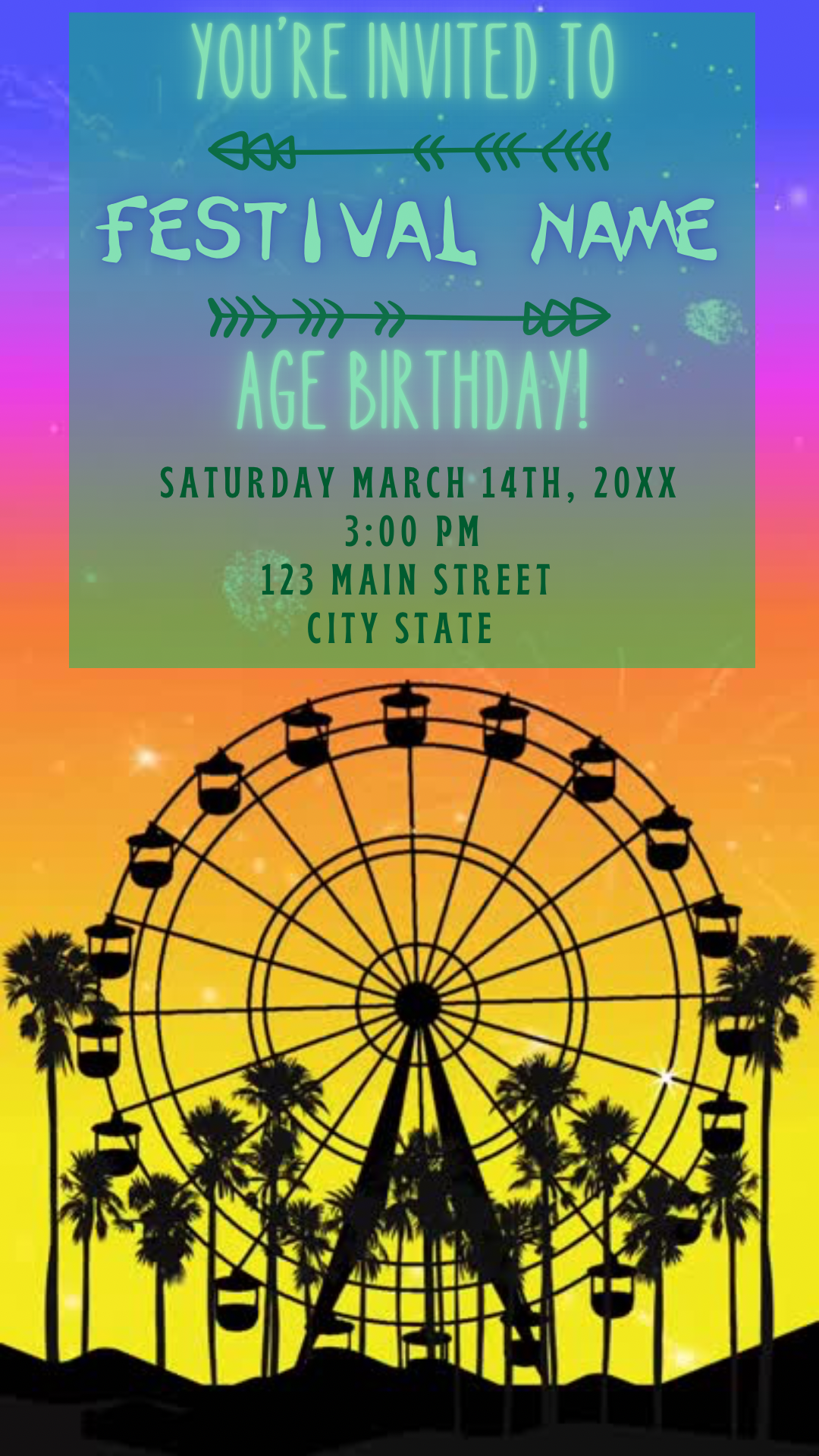 Coachella Music Festival Video Invite Animated Ferris Wheel Mobile Invitation