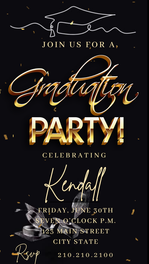 Editable Graduation Party Celebration invite displayed on smartphone