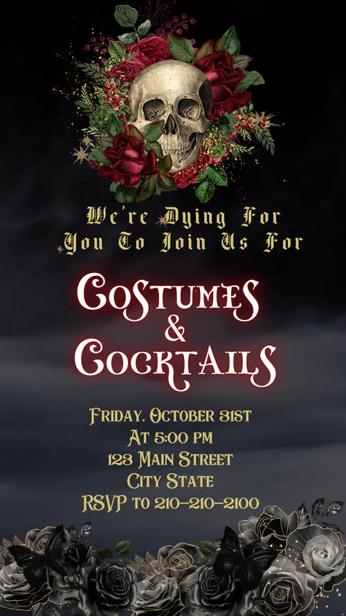 Editable Halloween video invitation with animated theme, customizable in Canva. Perfect for party invites.
