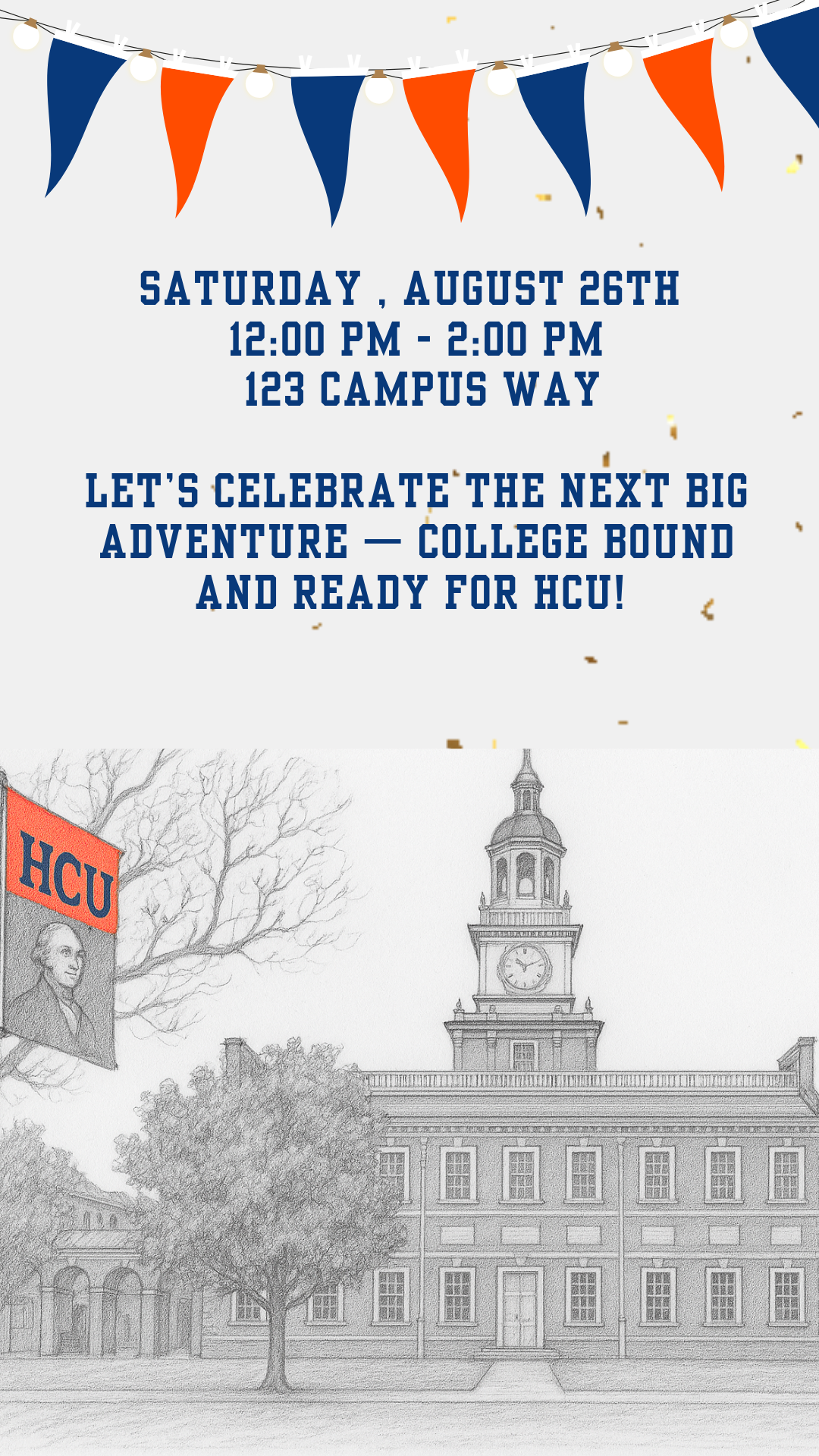 Editable Houston Christian University Send-Off Video Invitation – Surprise College Party Invite – HCU Huskies Theme