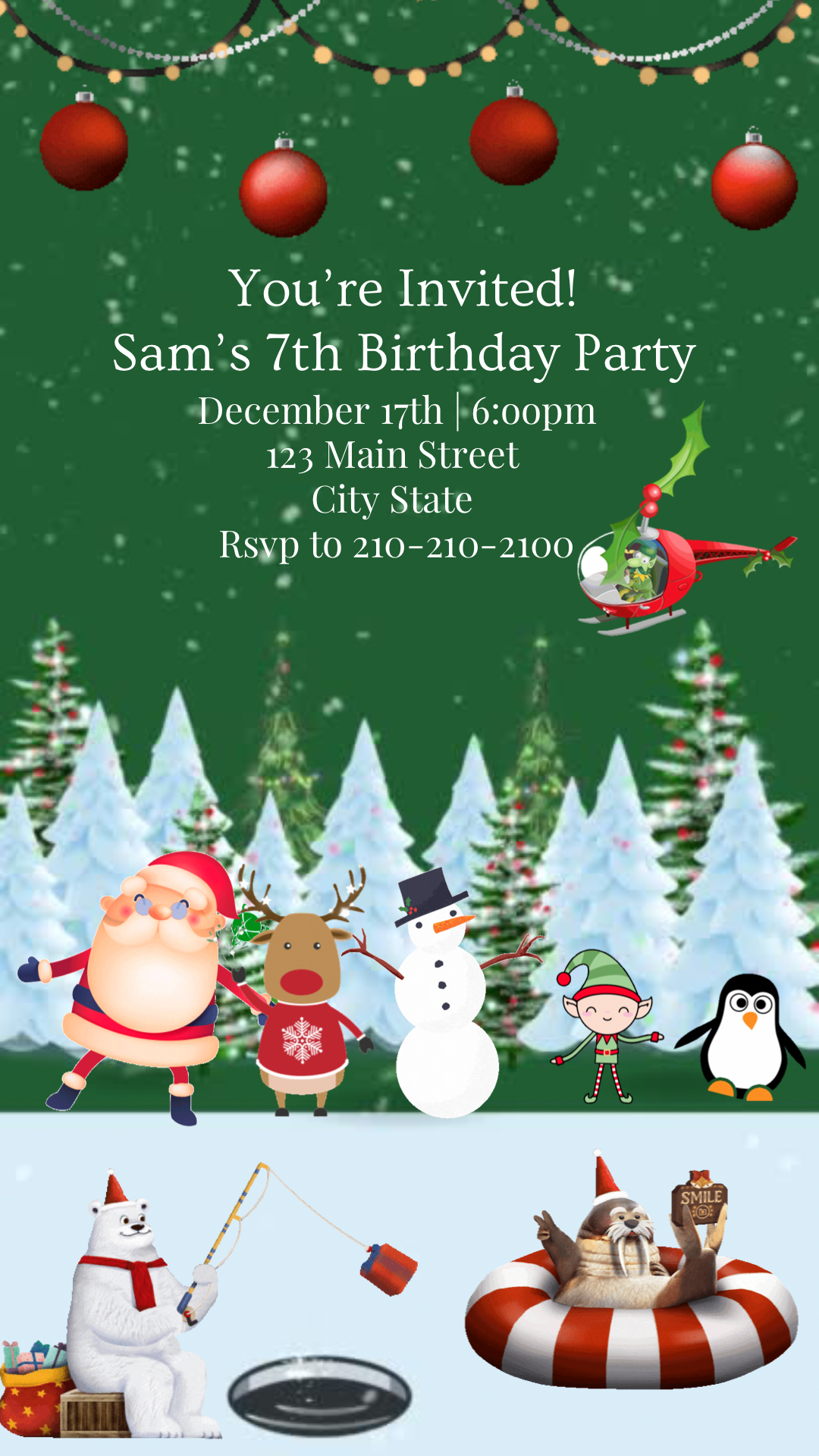 Santa Christmas Party Video Invitation – Editable Canva Holiday Evite with Music