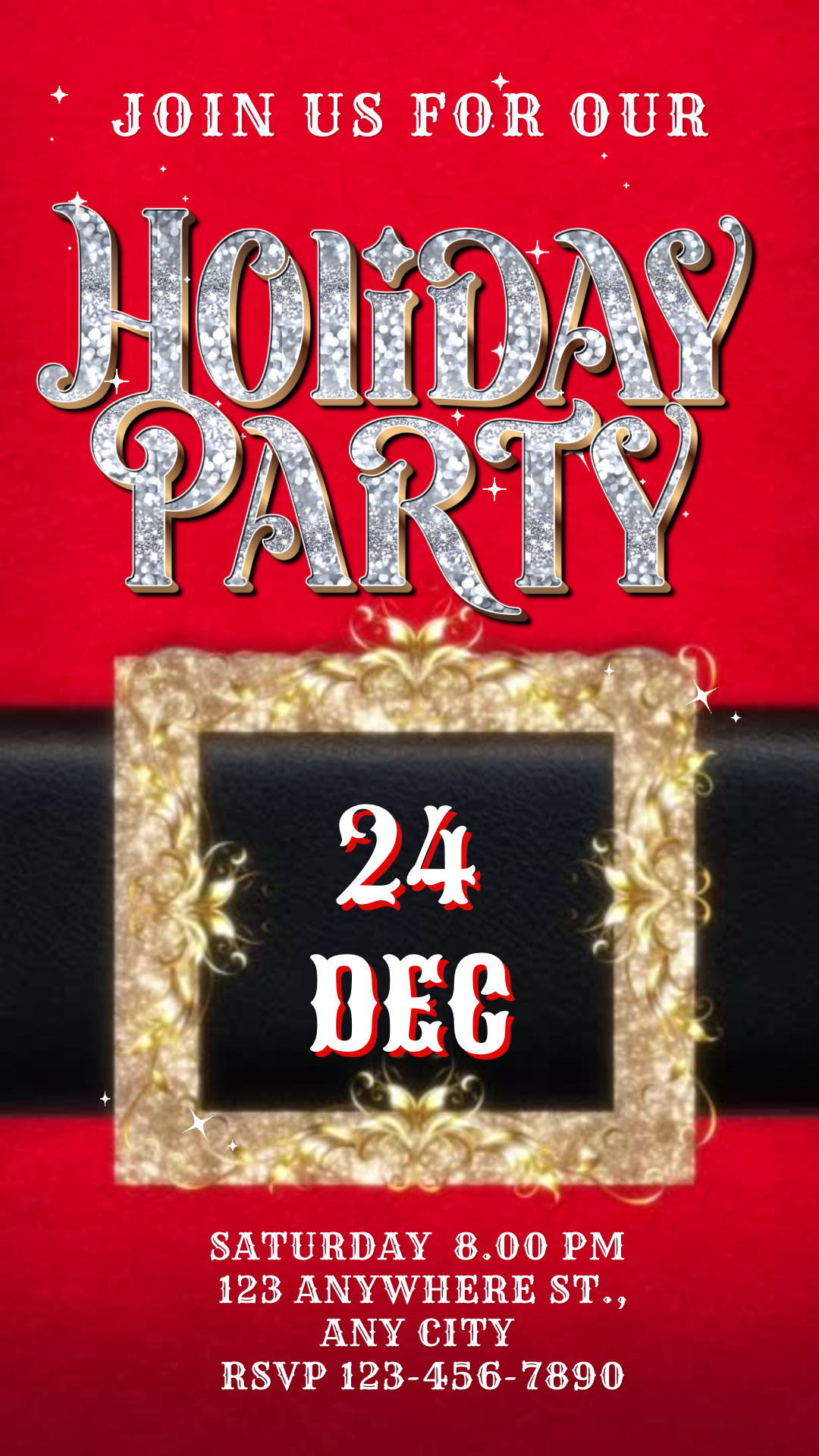 Santa Christmas Party Video Invitation – Modern Santa Editable Canva Holiday Evite with Music