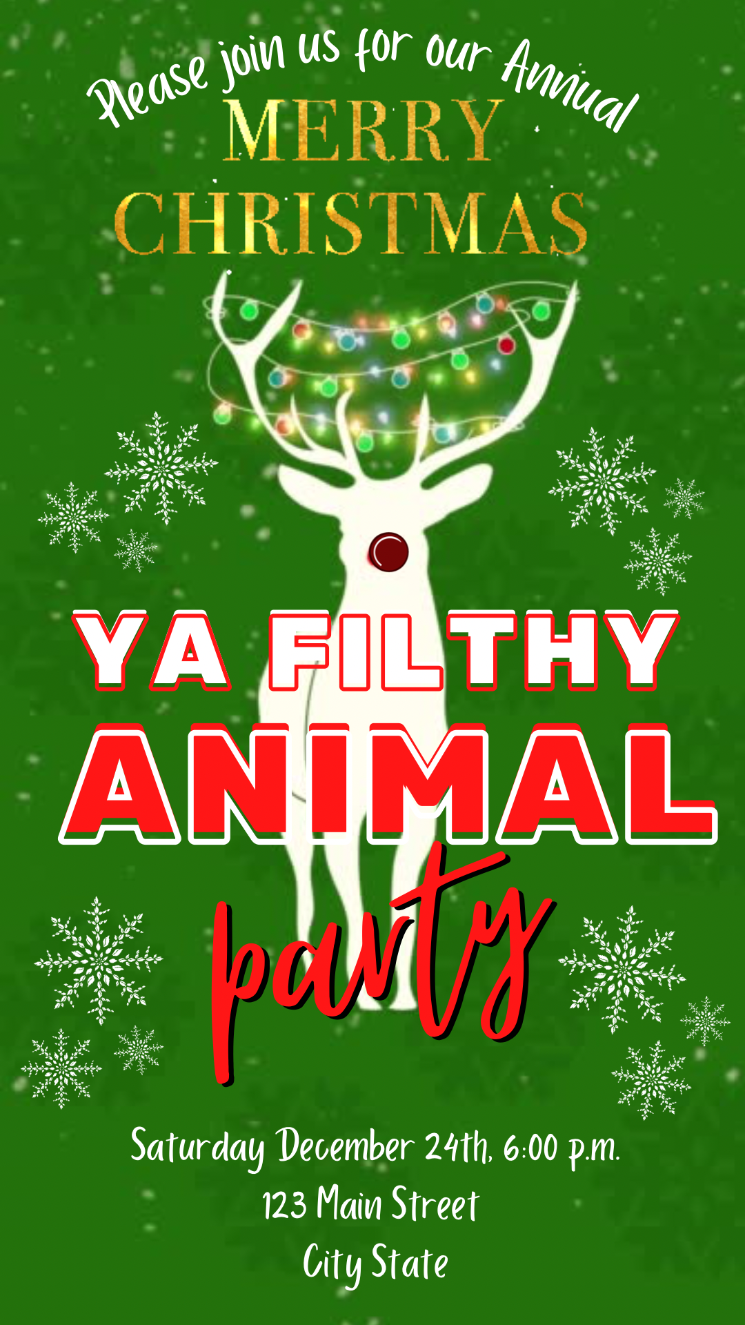 Ya Filthy Animal Christmas Video Invitation – Editable Christmas Vacation Evite