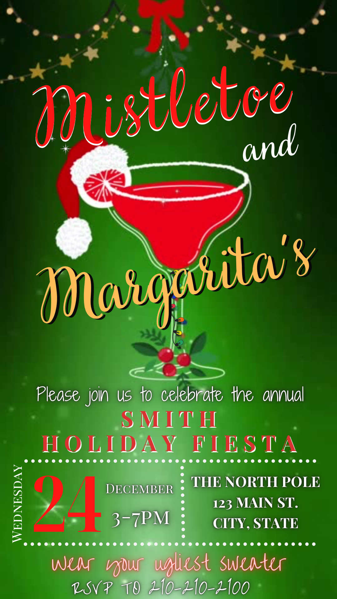 Margaritas and Mistletoe Christmas Party Video Invitation – Editable Canva Christmas Evite