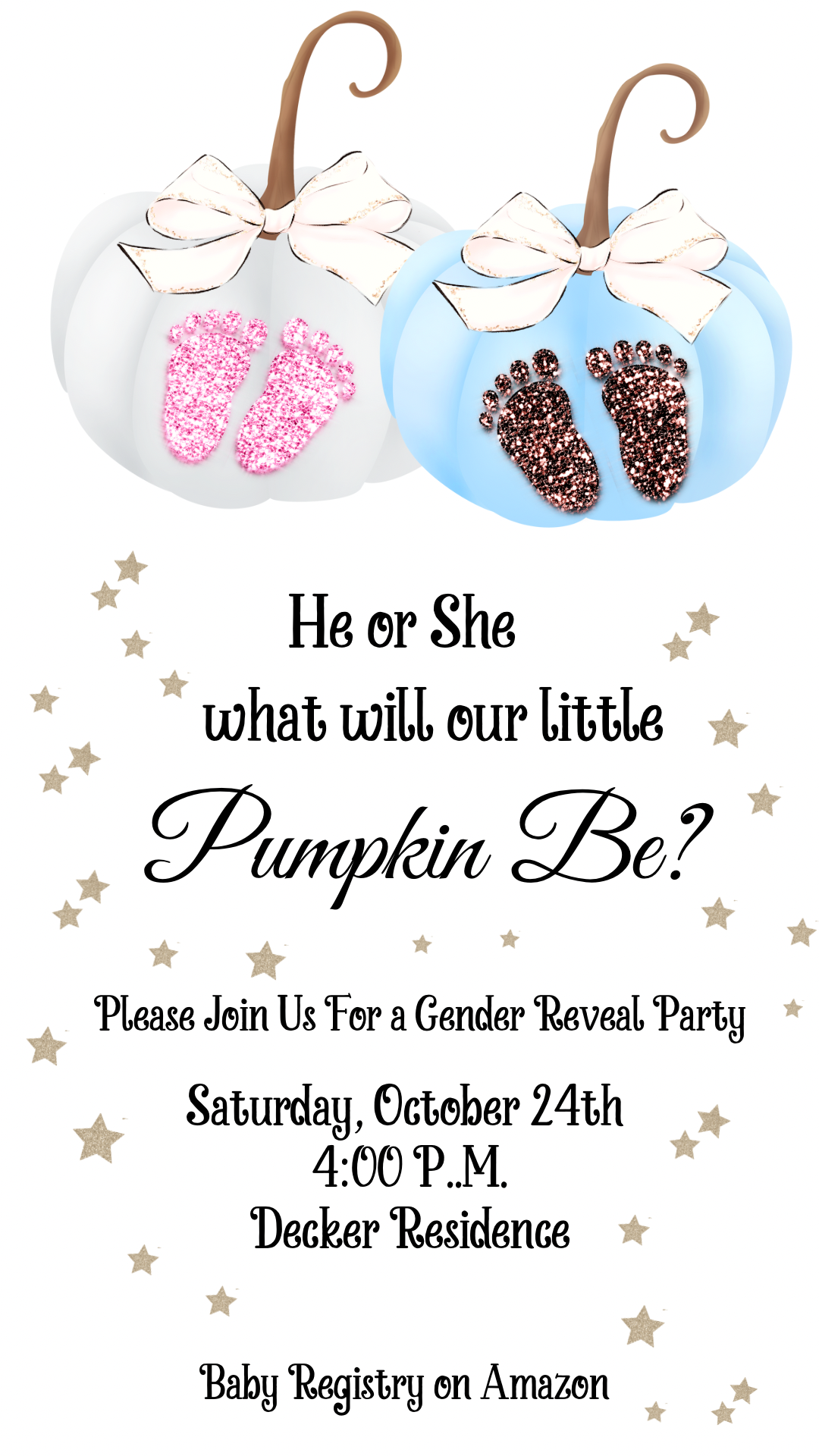 Einladung zur Geschlechtsenthüllung per Kürbisvideo – Babyparty im Herbst