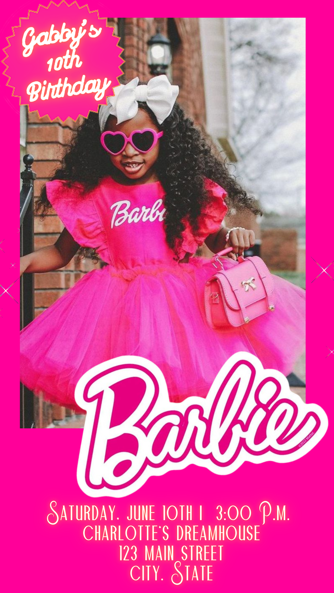 Barbie Video Invitation | Barbie Box Birthday party Invite with photo