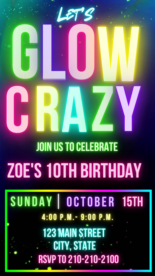 Editable text preview on glow-in-the-dark video template
