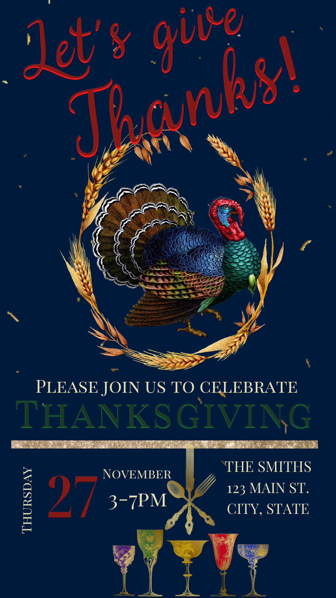 Editable Thanksgiving Video Invitation – Vintage Animated Friendsgiving Digital Evite