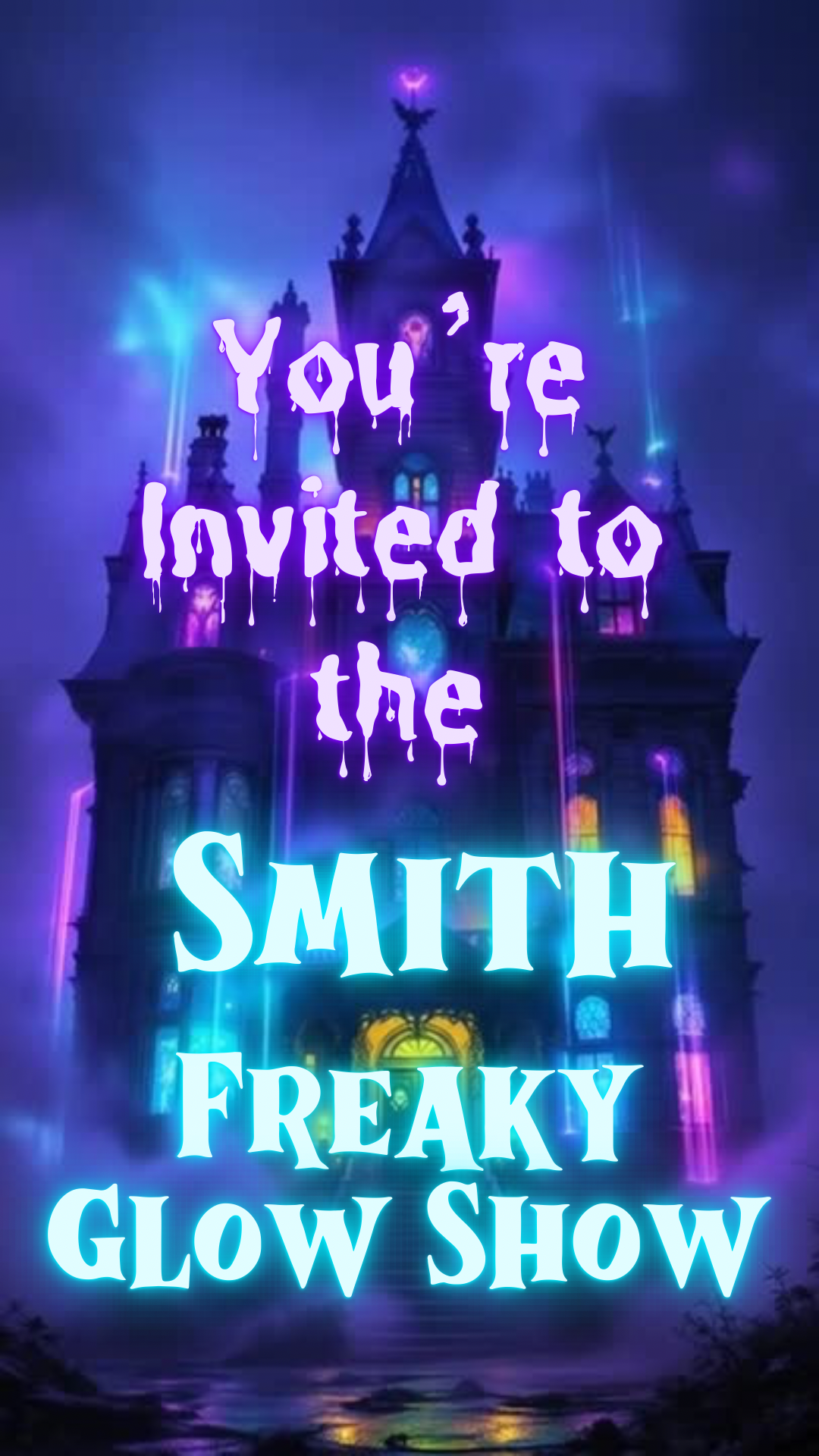 Neon Halloween Video Invitation, Halloween Animated Invite, Editable Halloween Party Mobile Evite