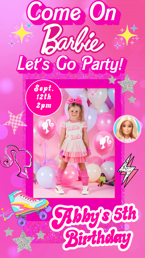 Barbie Video Invitation | Barbie and Friends Birthday party Invite with Box photo