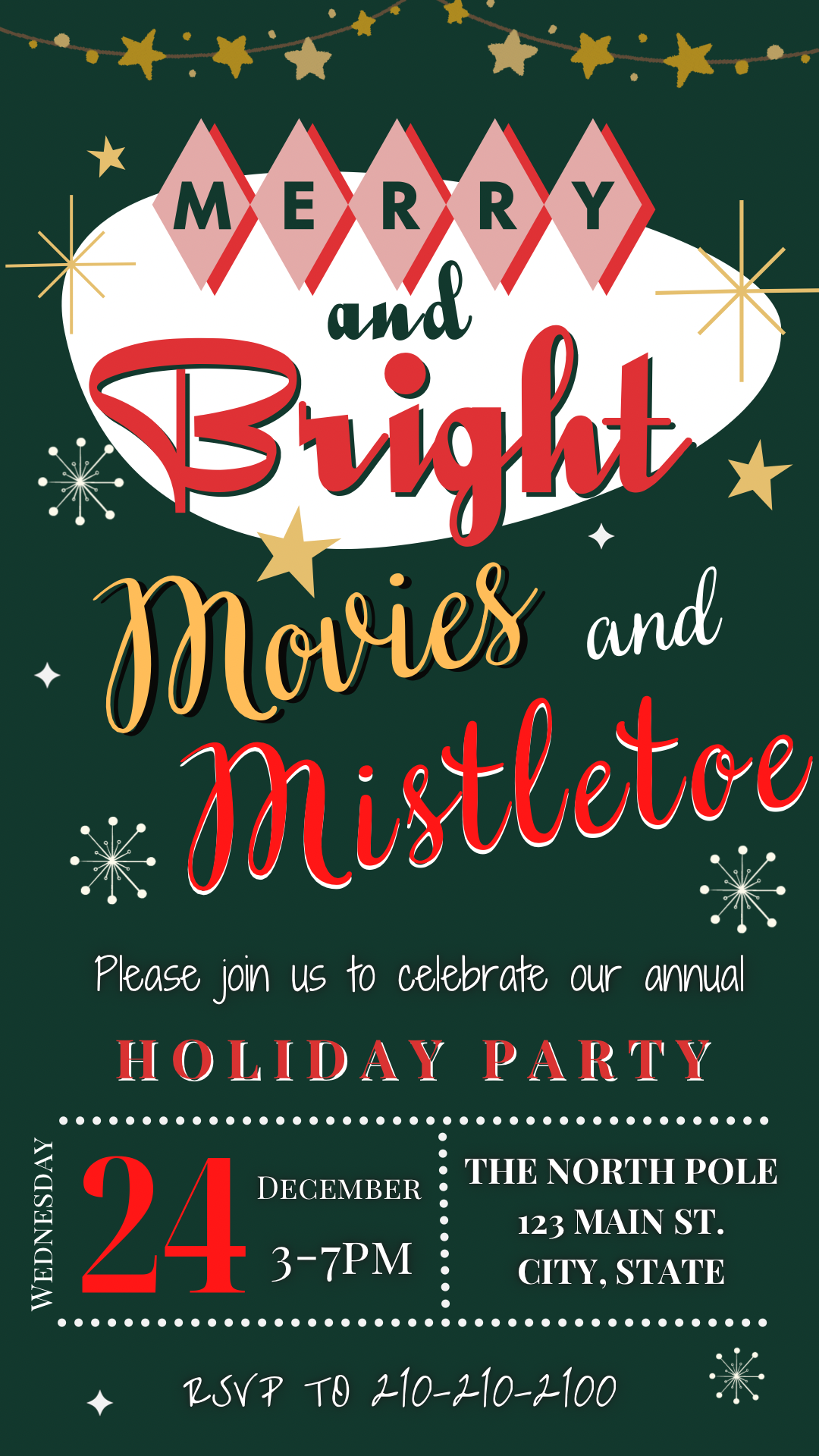 Retro Christmas Party Video Invitation – Editable Christmas Movie Evite