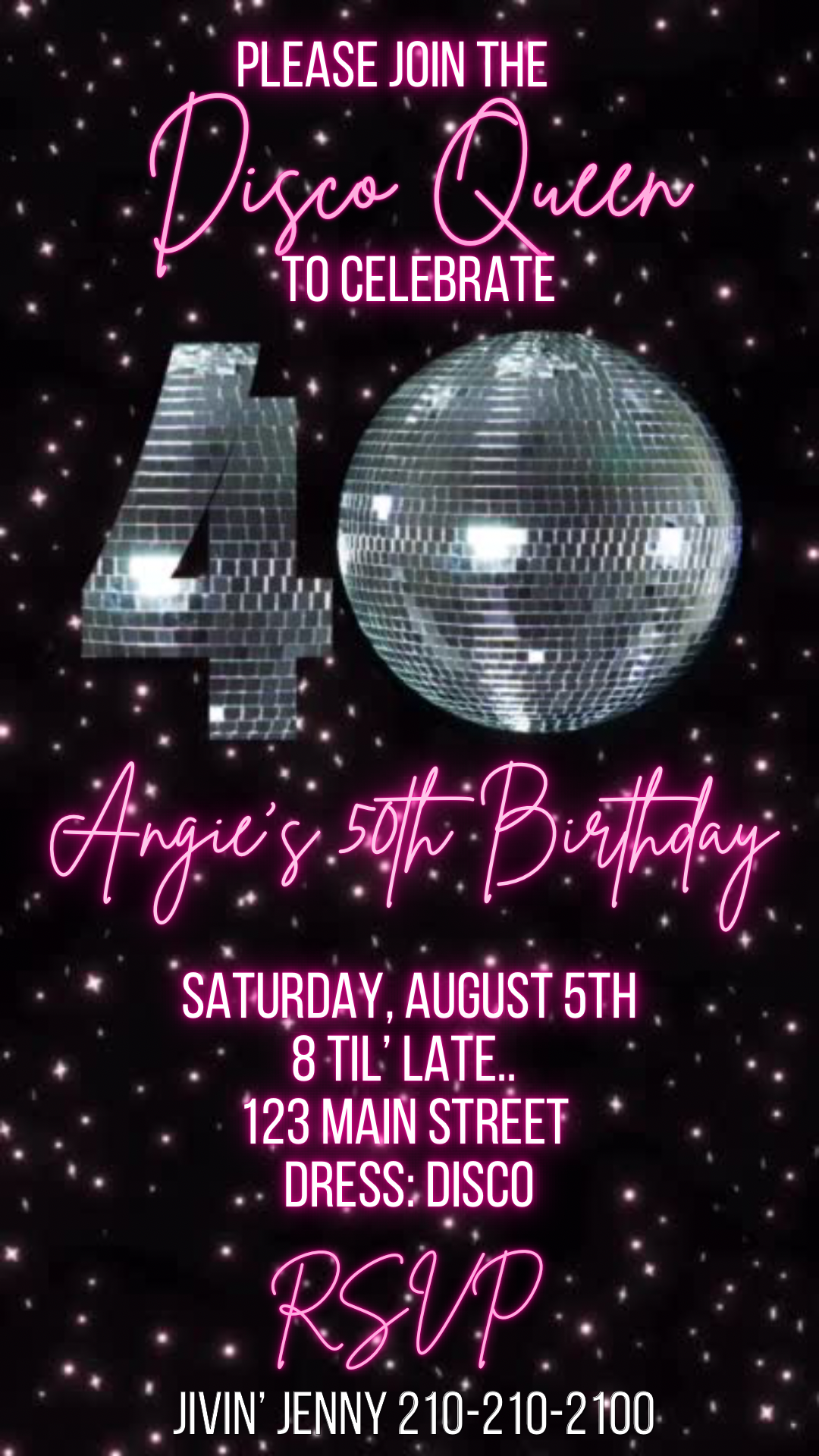 40th Disco Video Birthday Invite Editable