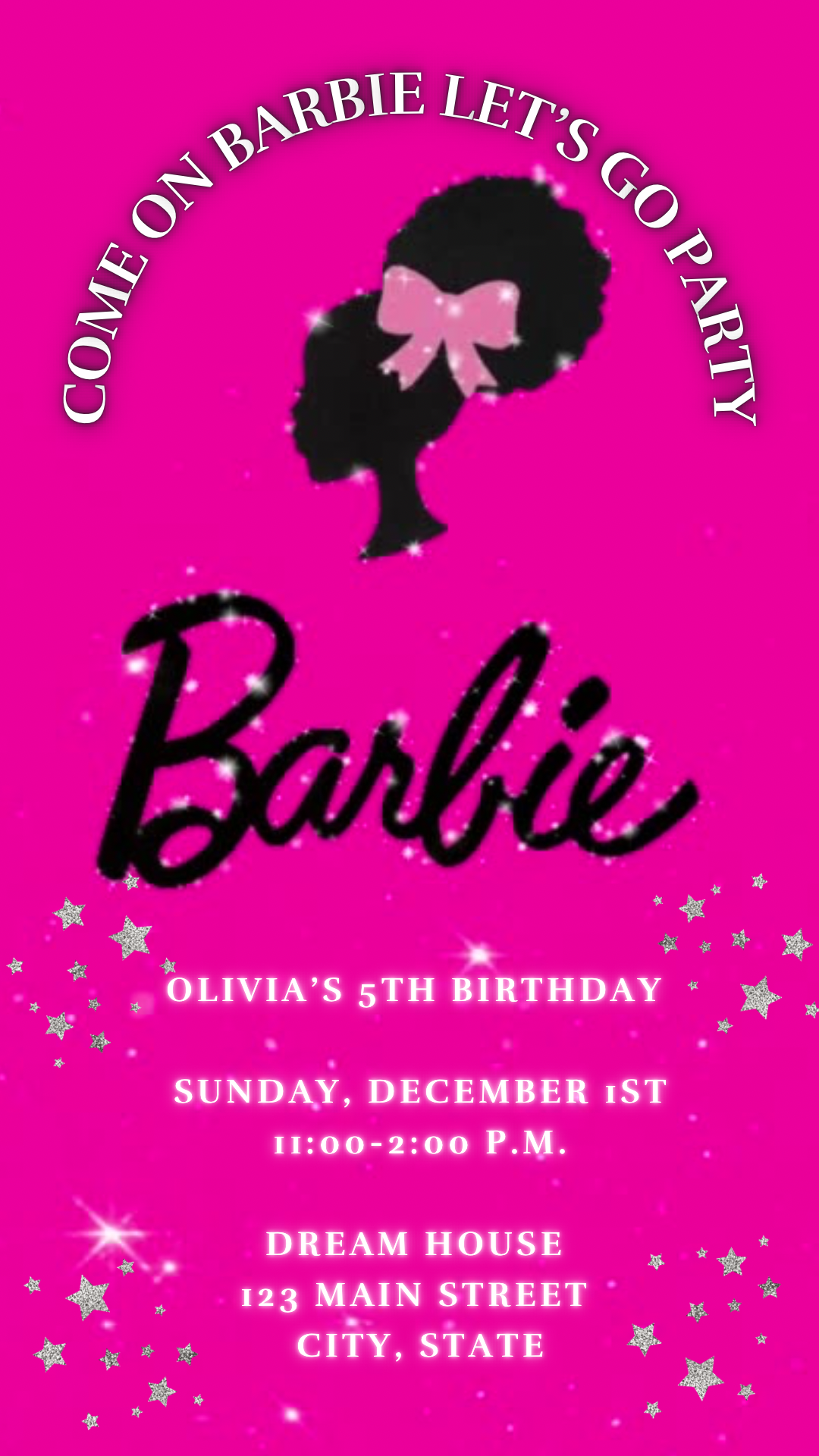 Barbie Video Invitation | Hot Pink Barbie Birthday party Invite
