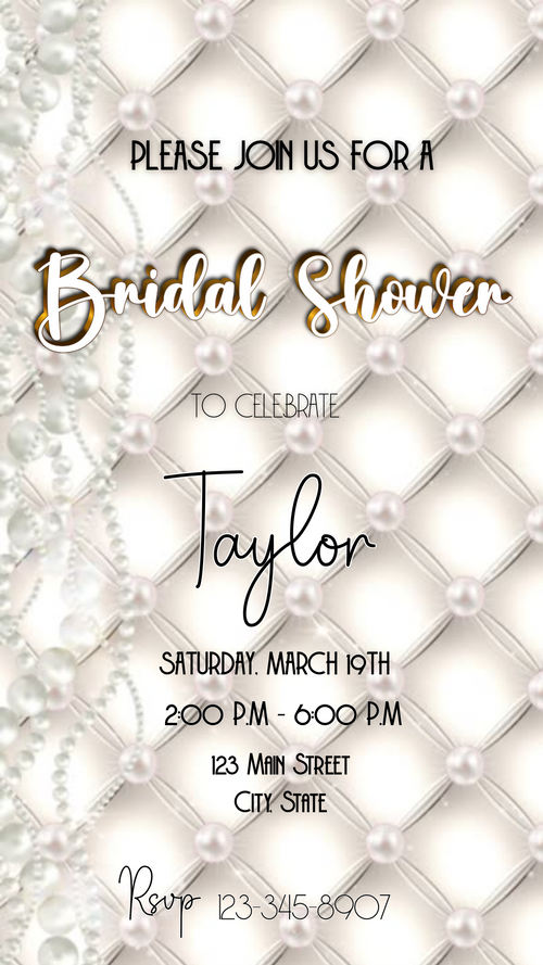 Editable text fields on elegant bridal shower invite template