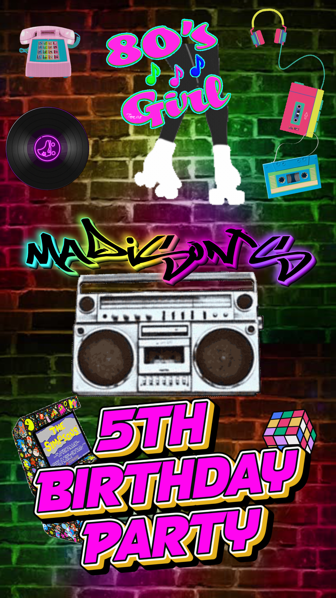 Custom Roller Skate Video Invite - Personalized Roller Rink 80s Party