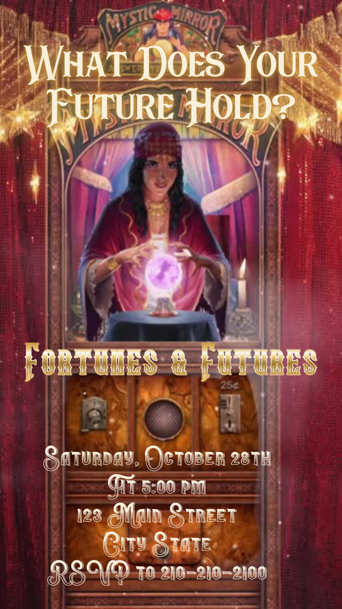 Halloween Video Invitation, Tarot Fortune Teller Animated Invite, Editable Halloween Party Mobile Evite