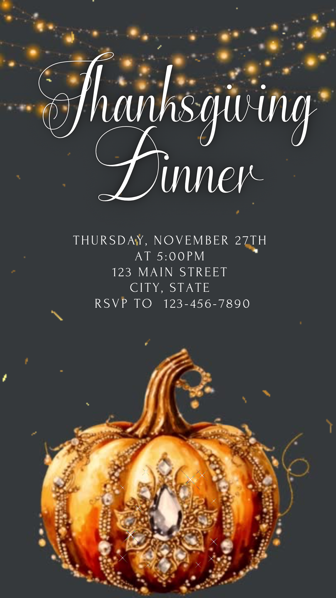 Thanksgiving Video Invitation | Elegant Fall Pumpkin Editable Invite