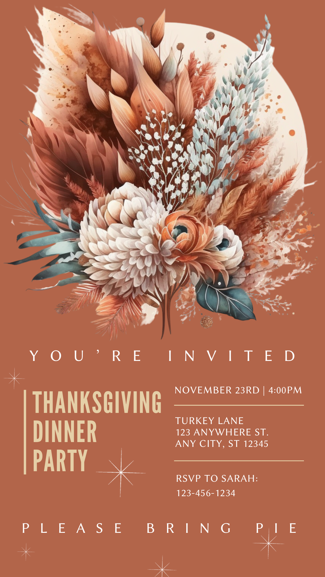 Editable Thanksgiving Video Invitation – Elegant Friendsgiving Dinner Digital Evite with Music