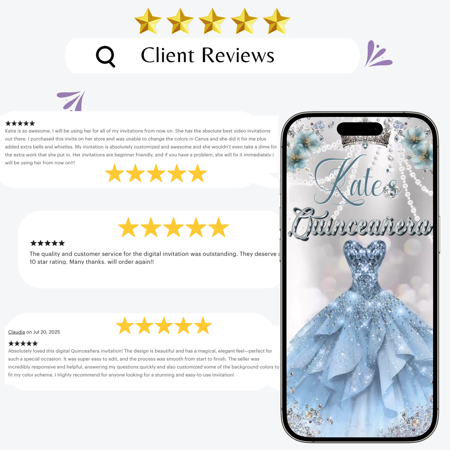 Winter Wonderland Quinceañera Invitation Video | Editable Sweet 15 Digital Invite with Photo