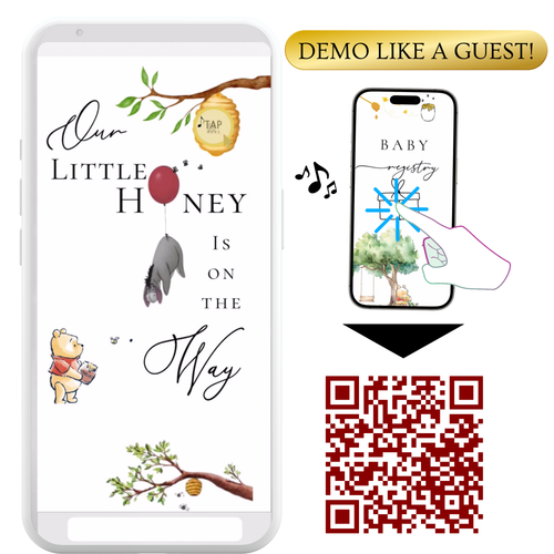 Winnie the Pooh Baby Shower Editable Baby Shower Animated Invite Website with Music and RSVP Custom Baby Shower Interactive SMS RSVP