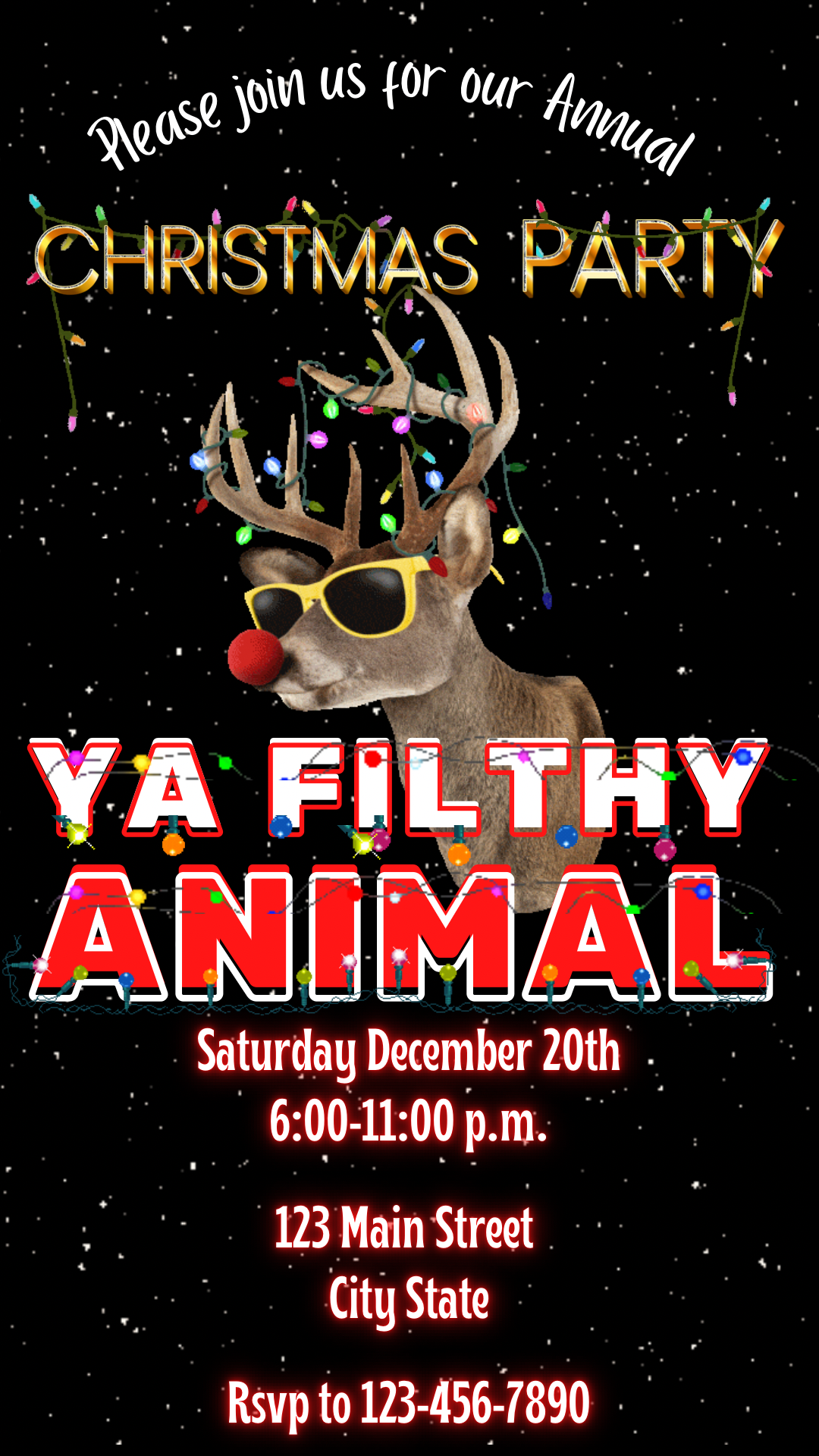 Ya Filthy Animal Christmas Video Invitation – Editable Christmas Vacation Evite