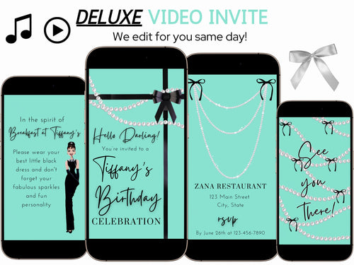 Breakfast at Tiffany’s video invite - Tiffany Blue Bridal Shower Brunch Invite