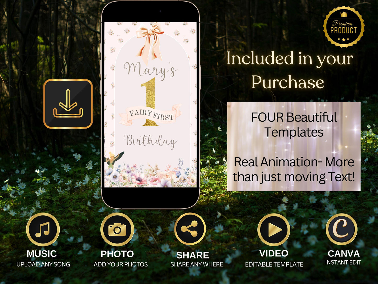 Fairy Birthday Party Video Invite - Tinkerbell Magical Garden Fairy Party Evite