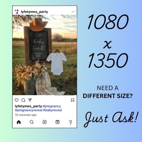 Western Pregnancy Announcement - Baby Reveal Sonogram Social Media Post - Onesie Clothesline