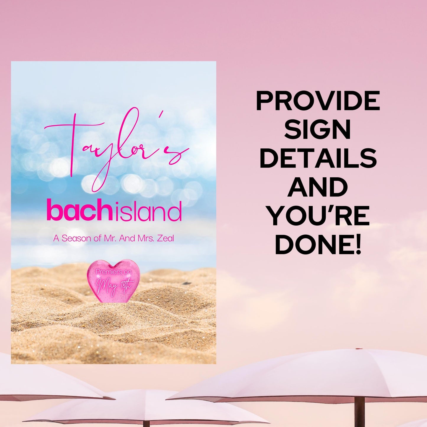 Love island welcome sign - Bachelorette party Villa theme - tropical love printable event decor