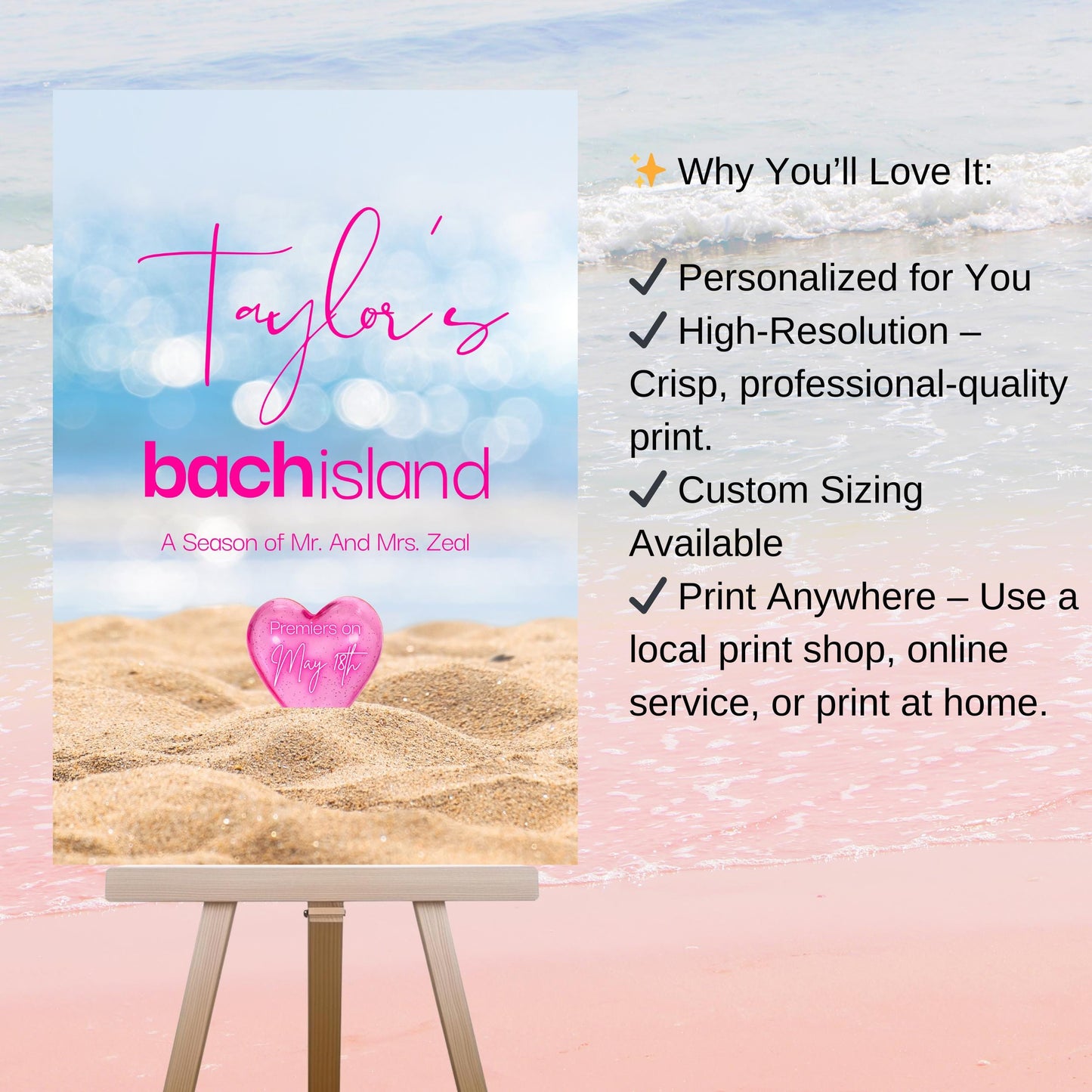 Love island welcome sign - Bachelorette party Villa theme - tropical love printable event decor