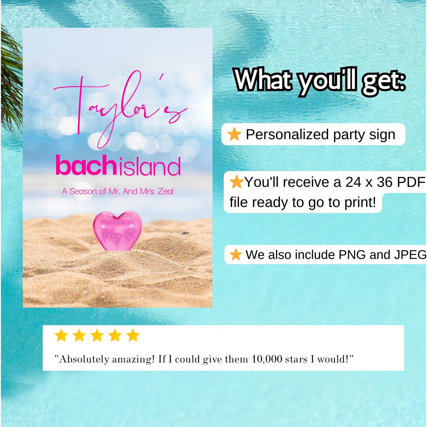 Love island welcome sign - Bachelorette party Villa theme - tropical love printable event decor