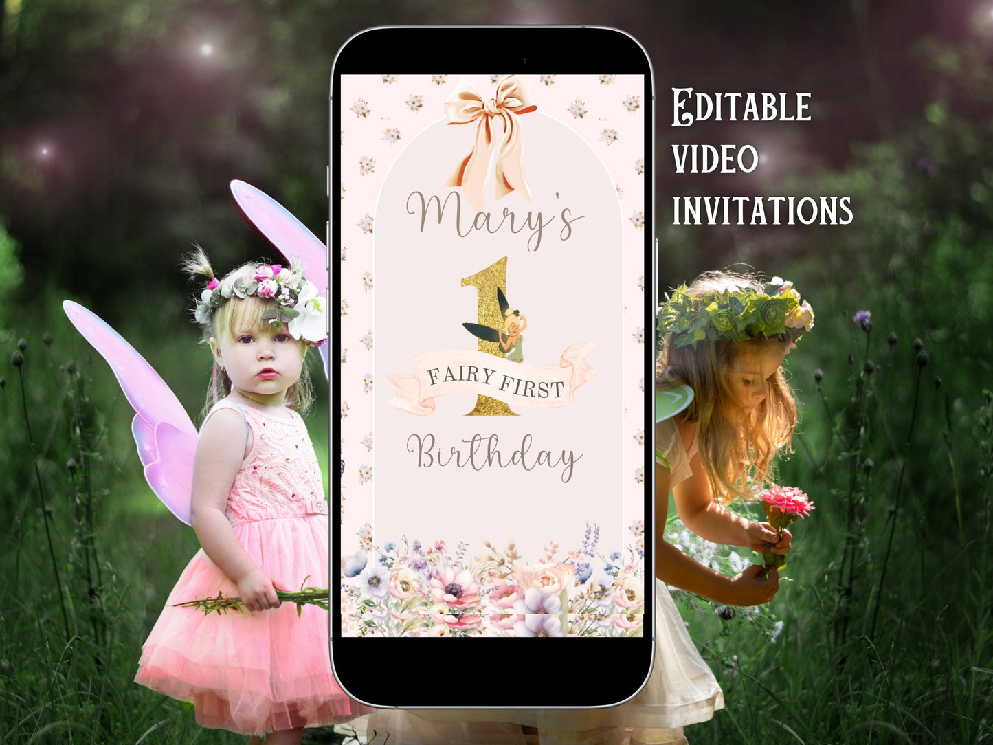 Fairy Birthday Party Video Invite - Tinkerbell Magical Garden Fairy Party Evite