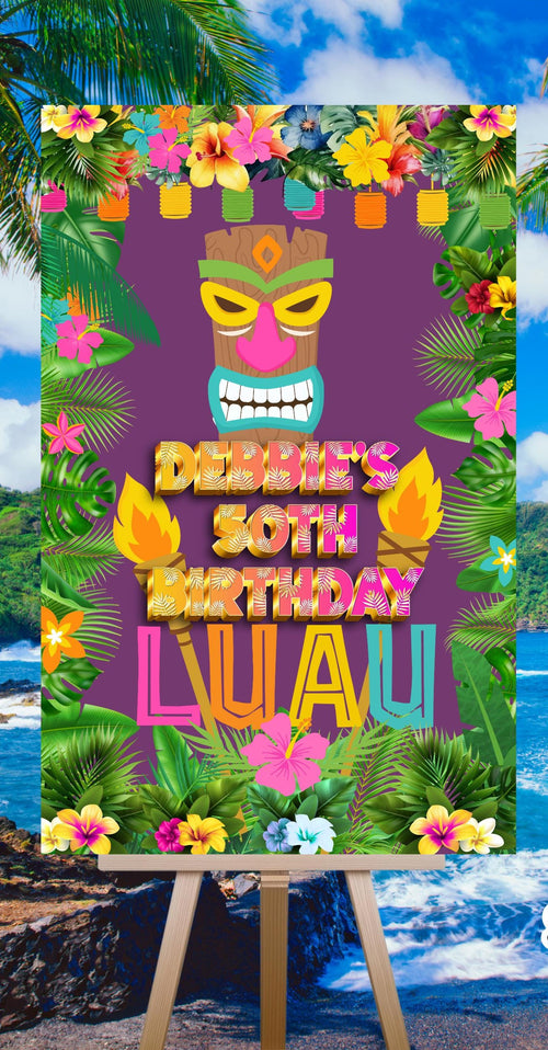 Hawiian Luau Welcome Sign - Tropical Island Poster - Printable Beach party entrance sign