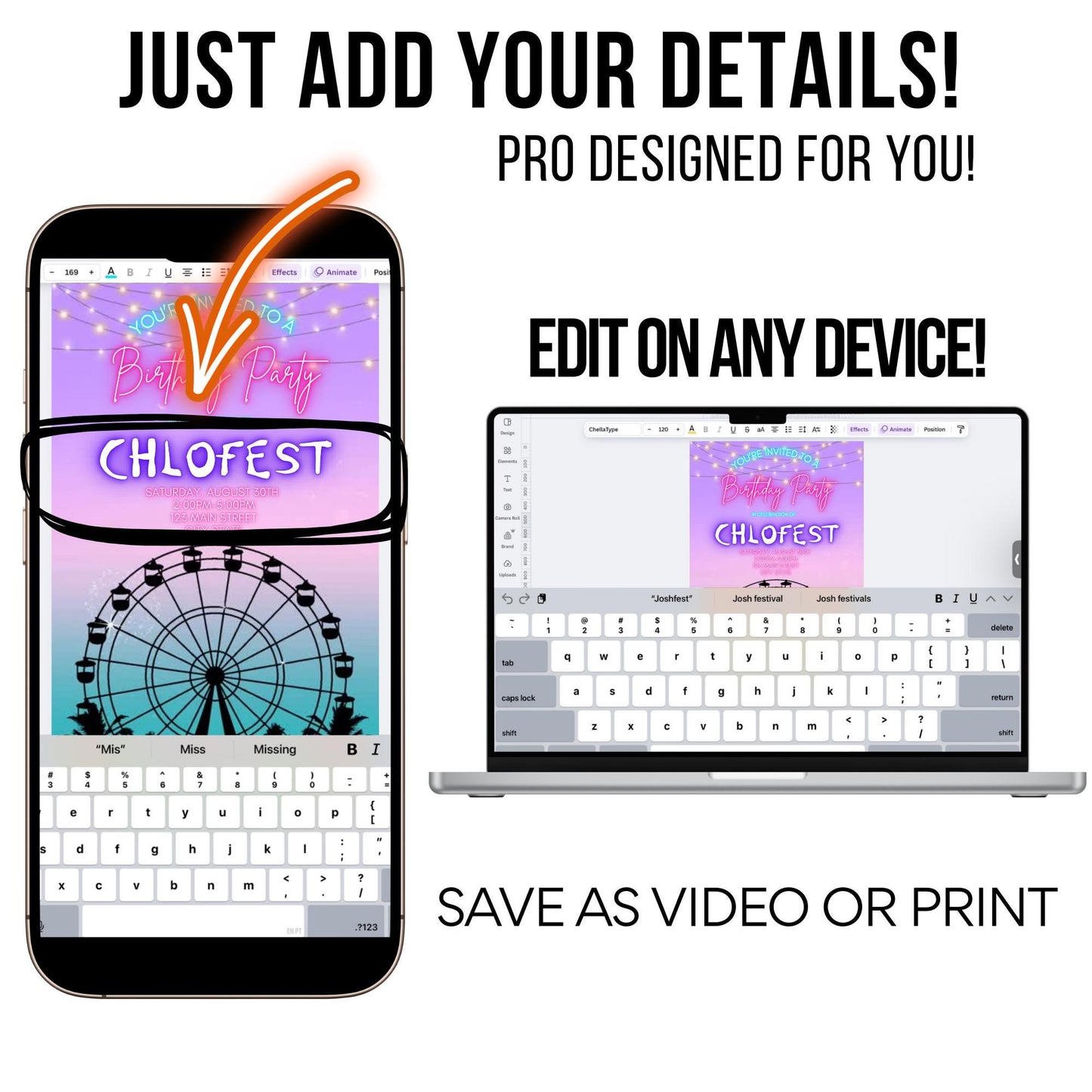 Digital Music Festival Video Invite Coachella Editable Evite Animated Ferris Wheel Mobile Invitation
