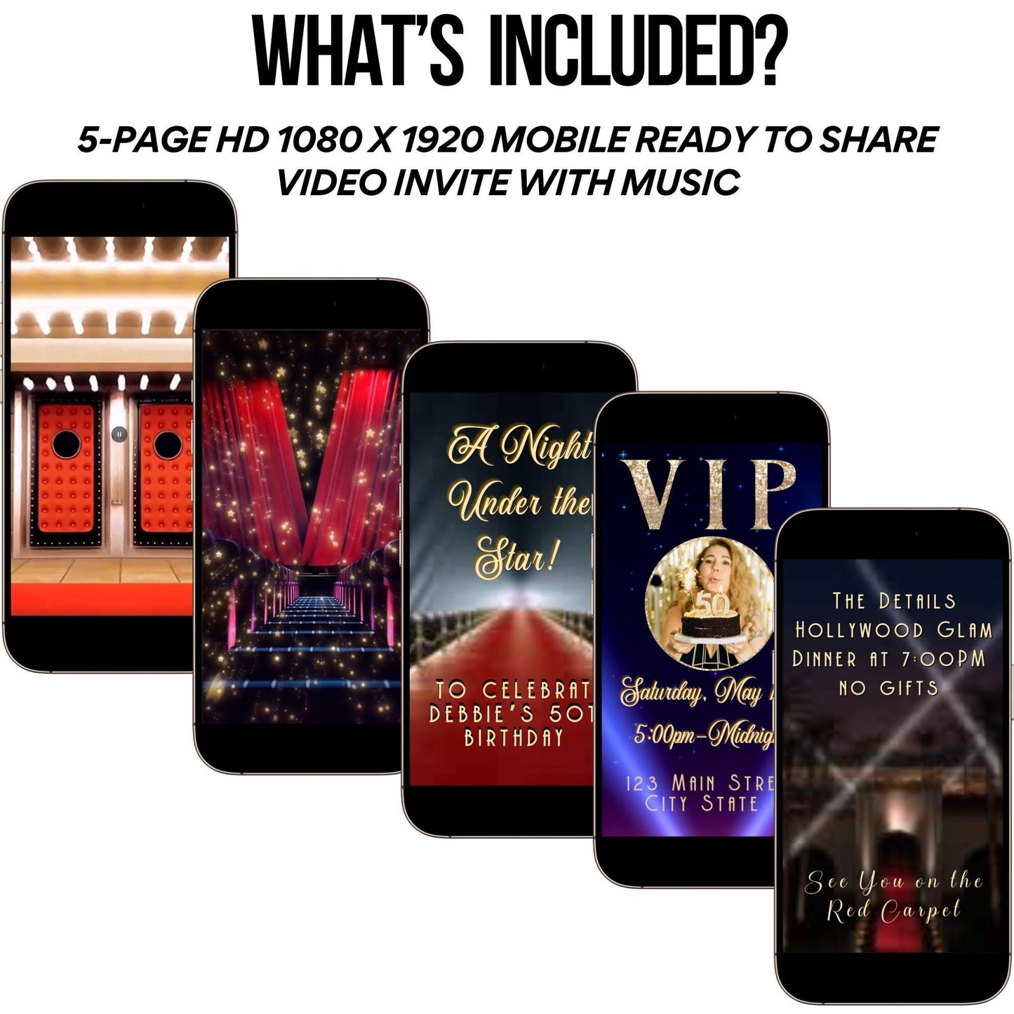 Red Carpet Video Invitation Personalized Hollywood Evite Animated VIP Movie Premiere Digital Mobile invite A Star is Born custom invite