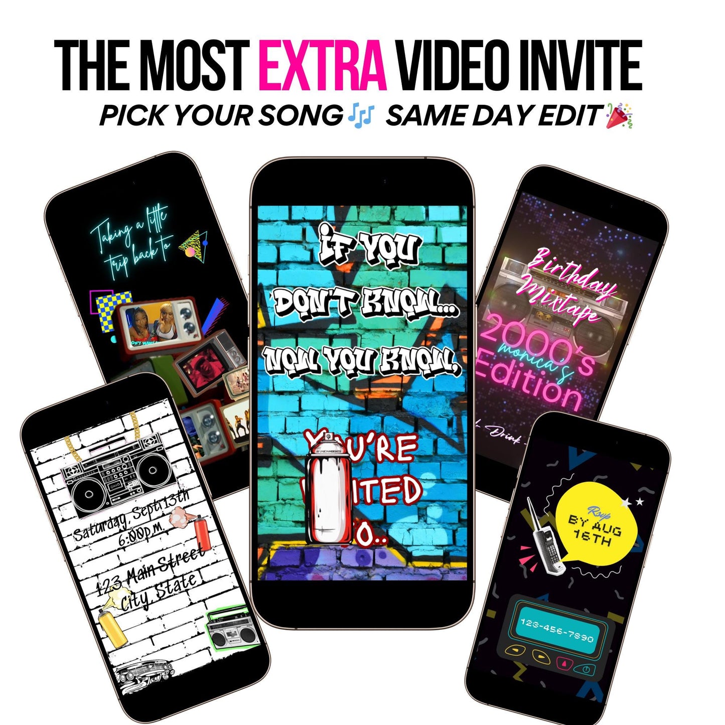 1990s Video Invitation Editable 80s 90s 2000s Birthday Party evite Digital Hip Hop Invite