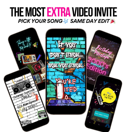 1990s Video Invitation Editable 80s 90s 2000s Birthday Party evite Digital Hip Hop Invite