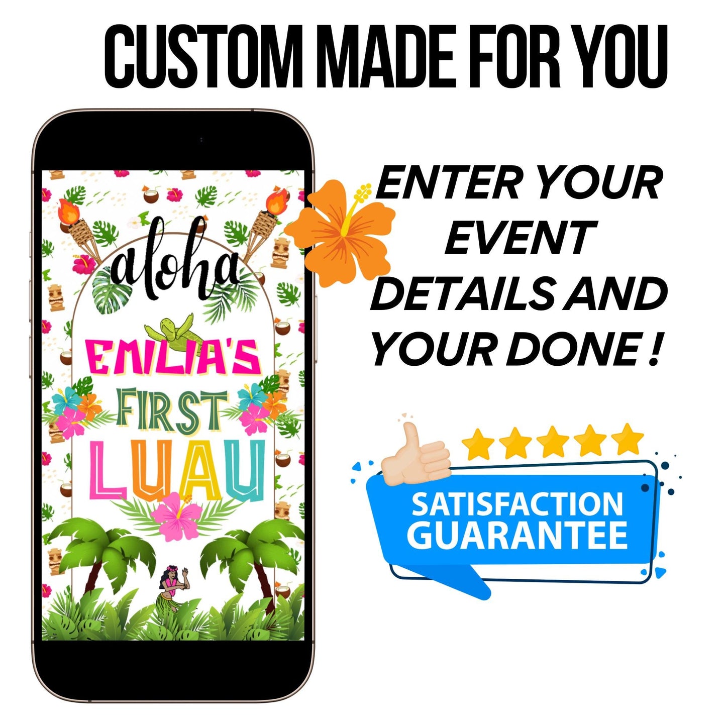 Hawaiian Luau Video Imvite - Animated First Luau birthday invite