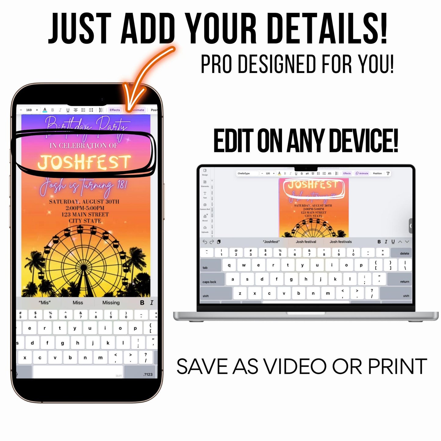 Digital Music Festival Video Invite Coachella Editable Evite Animated Ferris Wheel Mobile Invitation