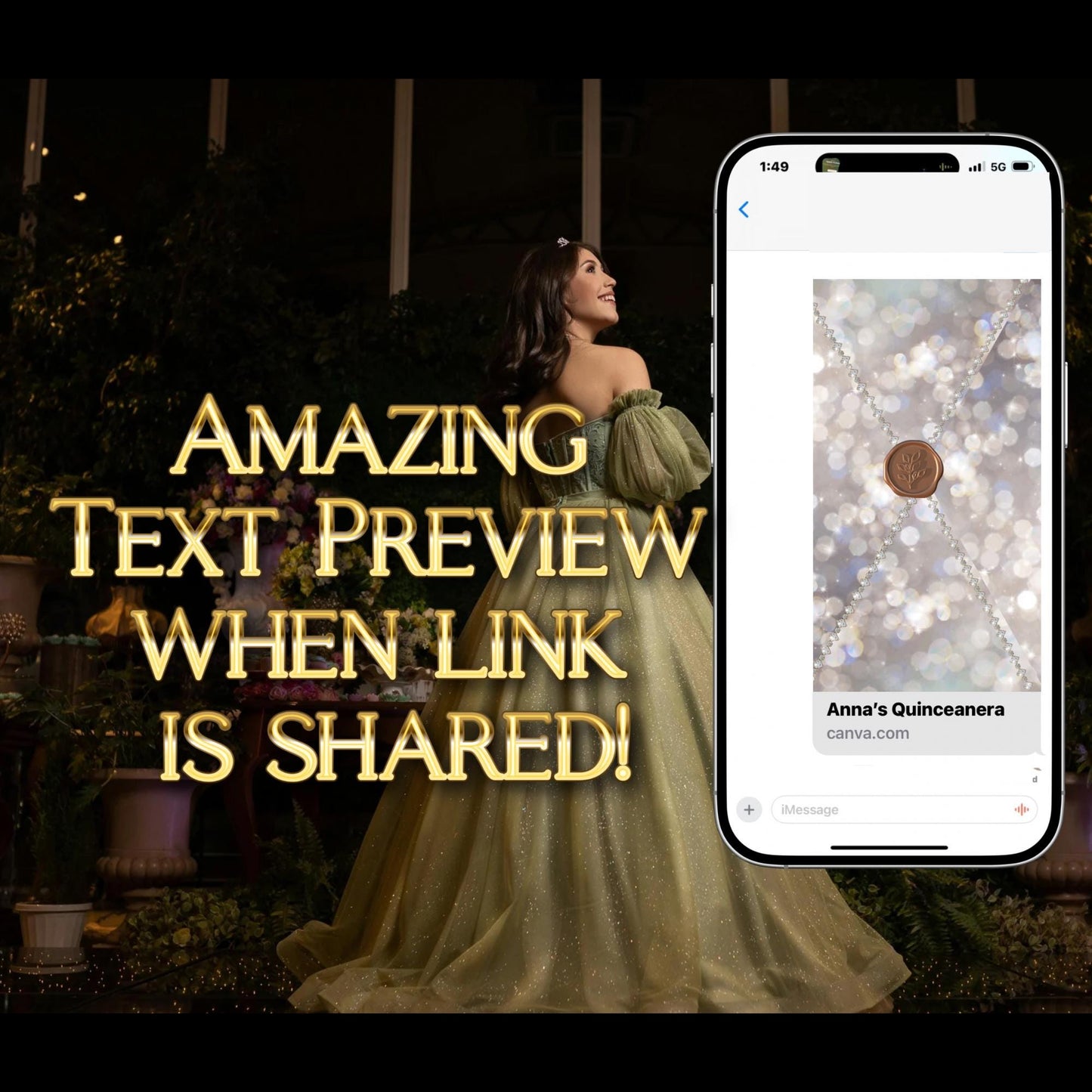 Quinceañera invitation video template designed for mobile phones. Includes animated text, music, and photo customization. Perfect for Sweet 15 or Sweet 16 birthdays. Share instantly via text, WhatsApp, email, or social media. A beautiful, stunning design ideal for modern celebrations. Delivered as MP4 download—no physical item.