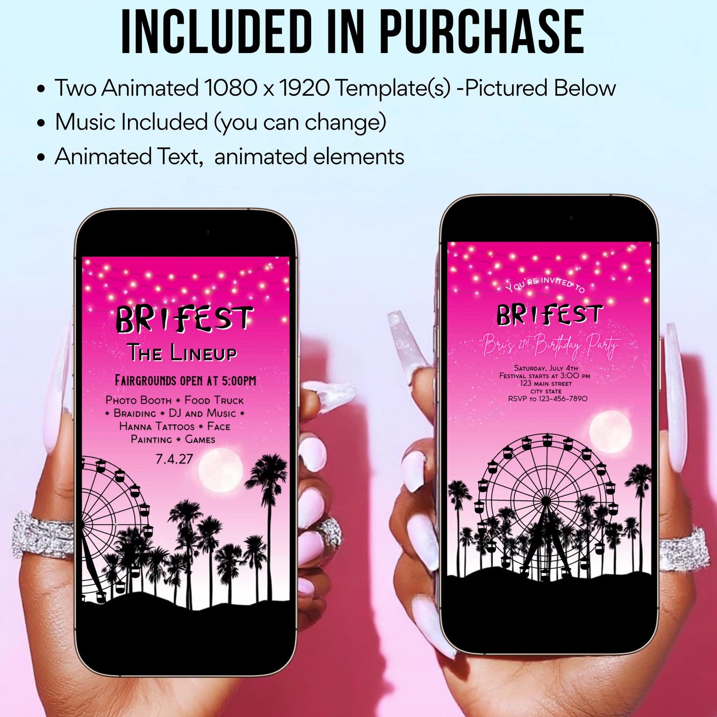 Digital Music Festival Video Invite Coachella Editable Evite Animated Ferris Wheel Mobile Invitation